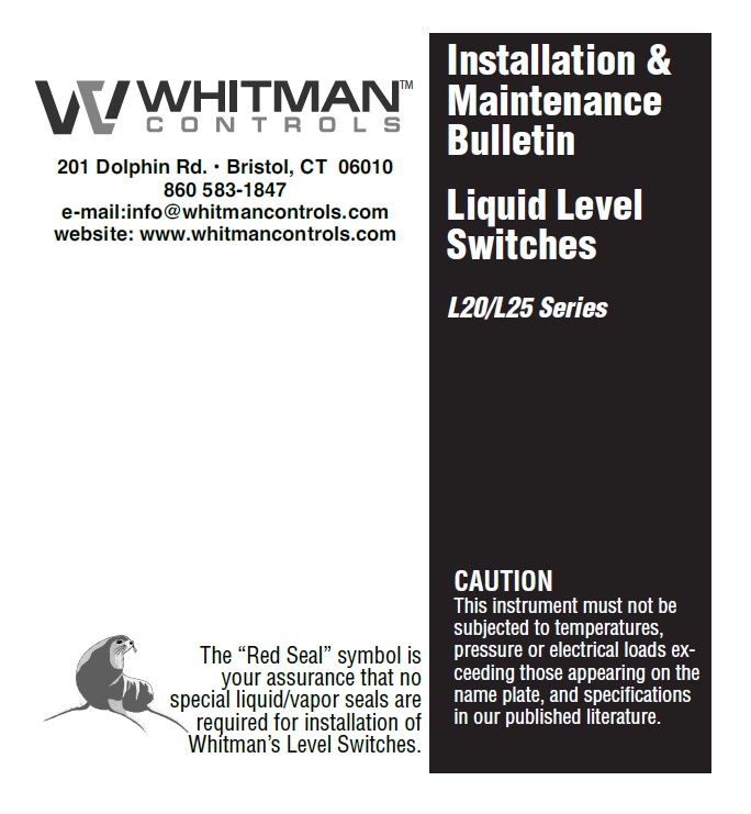 Level Switch Installation Guide (Models L20 L25)