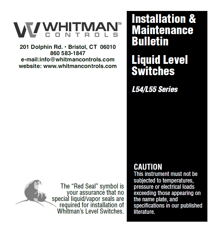 Level Switch Installation Guide (Models L54 L55)