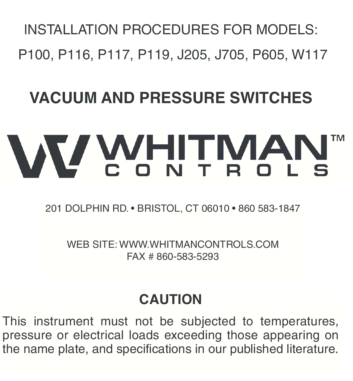 Pressure Vacuum Switch Installation Guide
